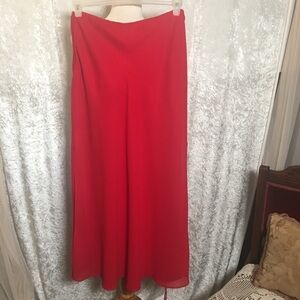 Kiki USA Red Maxi Skirt with Satin lining and slits Size Small